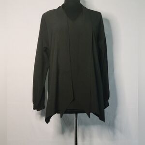 Blaque Label Elegant V-Neck Black Blouse With Attached Tie